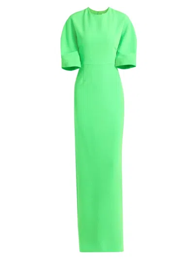 Teri Jon Women's Crêpe Tucked Sleeve Column Gown In Lime