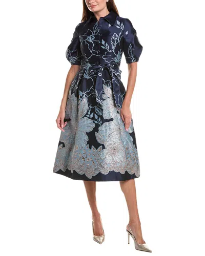 Teri Jon By Rickie Freeman Wrap Tie Waist Shirtdress In Black