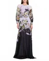 Teri Jon Chiffon Floral Maxi Gown In Lavender Floral In Multi