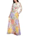 Teri Jon By Rickie Freeman Chiffon Patchwork Floral Gown In Multi