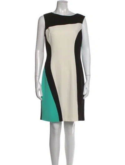Pre-owned Teri Jon Colorblock Pattern Knee-length Dress In Neutral