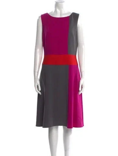 Pre-owned Teri Jon Colorblock Pattern Knee-length Dress In Purple