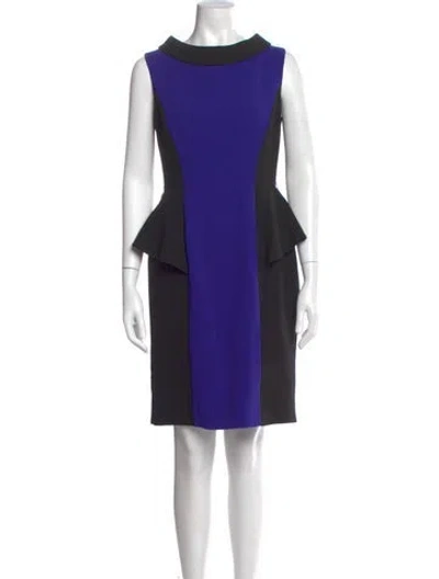 Pre-owned Teri Jon Colorblock Pattern Knee-length Dress In Purple