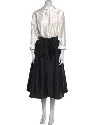 Pre-owned Teri Jon Colorblock Pattern Long Dress W/ Tags In Black