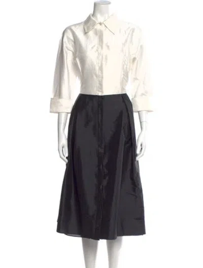 Pre-owned Teri Jon Colorblock Pattern Midi Length Dress In Multi