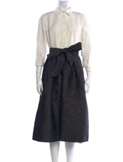Pre-owned Teri Jon Colorblock Pattern Midi Length Dress W/ Tags In Black