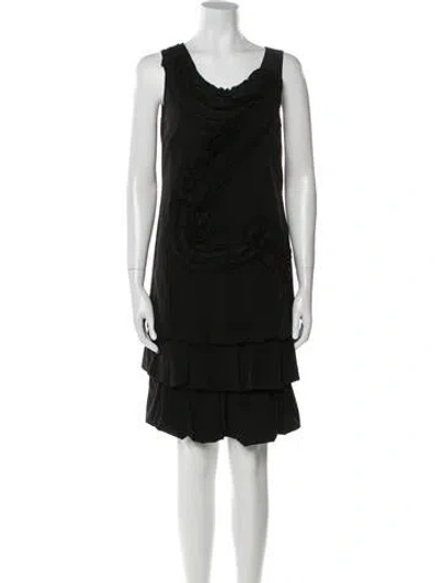 Pre-owned Teri Jon Cowl Neck Knee-length Dress In Black