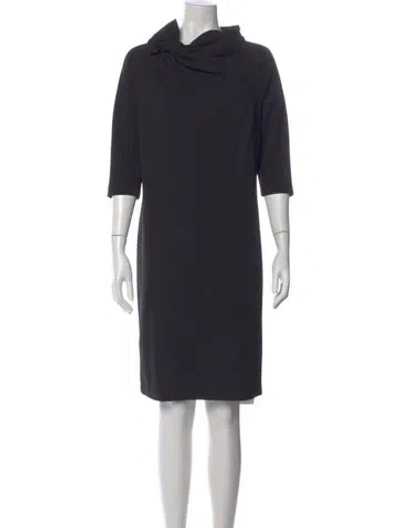 Pre-owned Teri Jon Cowl Neck Knee-length Dress In Black