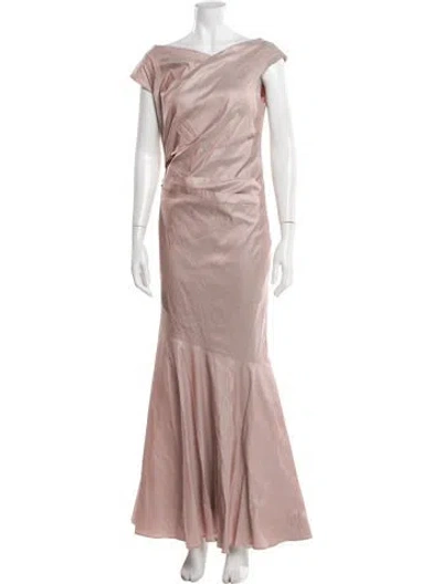 Pre-owned Teri Jon Cowl Neck Long Dress In Pink