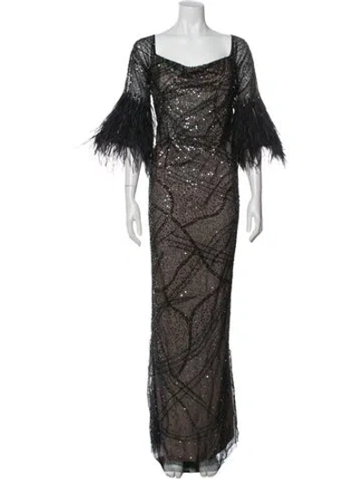 Pre-owned Teri Jon Cowl Neck Long Dress W/ Tags In Black