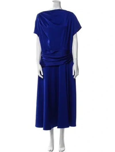 Pre-owned Teri Jon Cowl Neck Long Dress W/ Tags In Blue
