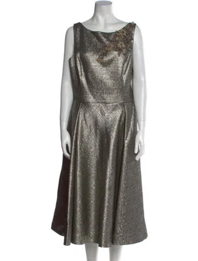 Pre-owned Teri Jon Cowl Neck Midi Length Dress
