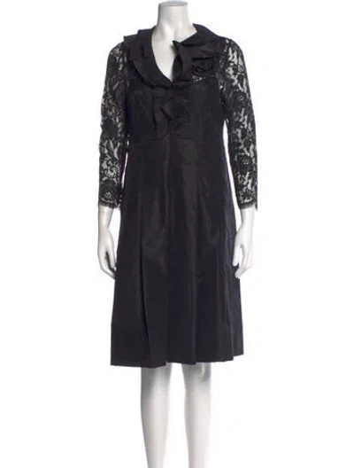 Pre-owned Teri Jon Cowl Neck Midi Length Dress In Black