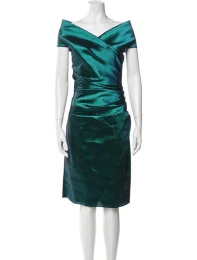 Pre-owned Teri Jon Cowl Neck Mini Dress In Green