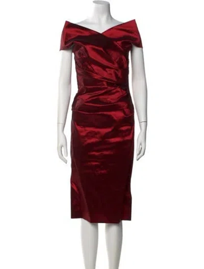 Pre-owned Teri Jon Cowl Neck Mini Dress In Red