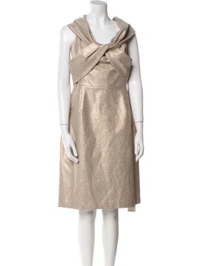 Pre-owned Teri Jon Cowl Neck Mini Dress W/ Tags In Neutral