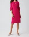 Teri Jon Crepe Keyhole Chest Flounce Cuff Dress In Hot Pink In Pink