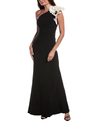 TERI JON CREPE ONE-SHOULDER GOWN