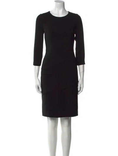 Pre-owned Teri Jon Crew Neck Knee-length Dress In Black