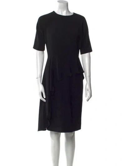 Pre-owned Teri Jon Crew Neck Knee-length Dress In Black