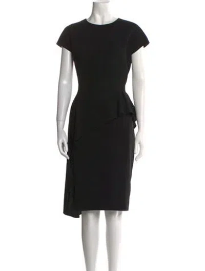 Pre-owned Teri Jon Crew Neck Knee-length Dress In Black