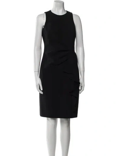 Pre-owned Teri Jon Crew Neck Knee-length Dress In Black