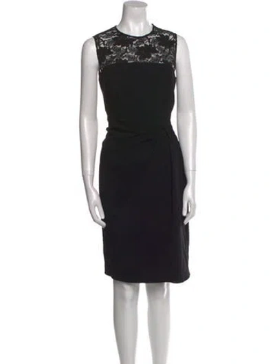 Pre-owned Teri Jon Crew Neck Knee-length Dress In Black