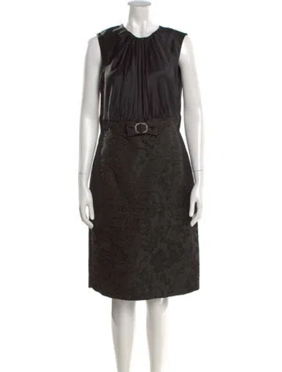Pre-owned Teri Jon Crew Neck Knee-length Dress In Black