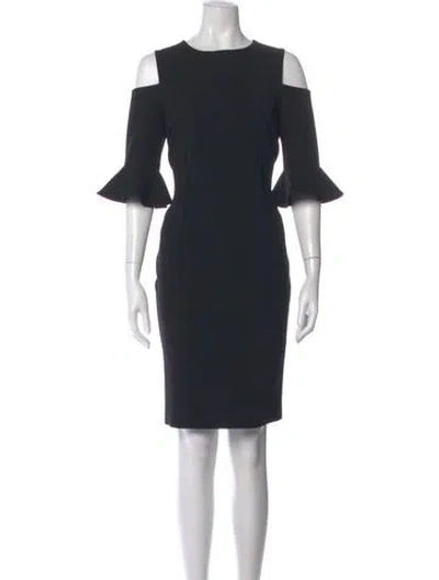 Pre-owned Teri Jon Crew Neck Knee-length Dress In Black
