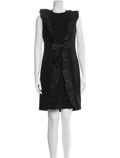 Pre-owned Teri Jon Crew Neck Knee-length Dress In Black