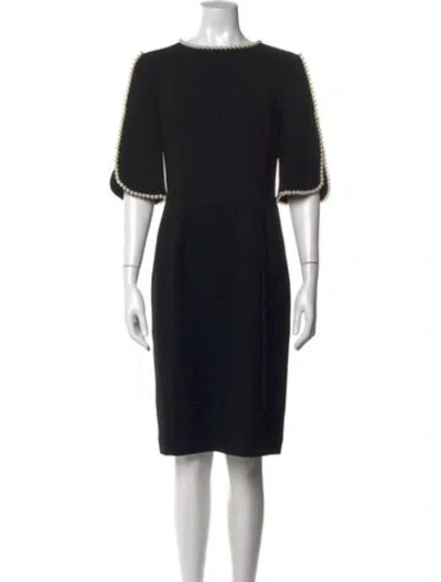 Pre-owned Teri Jon Crew Neck Knee-length Dress In Black