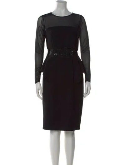 Pre-owned Teri Jon Crew Neck Knee-length Dress In Black