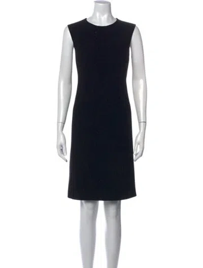 Pre-owned Teri Jon Crew Neck Knee-length Dress In Black