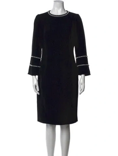 Pre-owned Teri Jon Crew Neck Knee-length Dress In Black