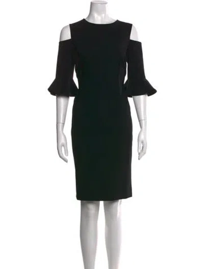 Pre-owned Teri Jon Crew Neck Knee-length Dress In Black