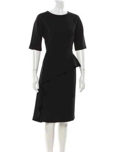Pre-owned Teri Jon Crew Neck Knee-length Dress In Black