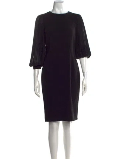 Pre-owned Teri Jon Crew Neck Knee-length Dress In Black