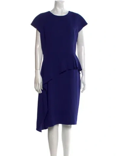 Pre-owned Teri Jon Crew Neck Knee-length Dress In Blue