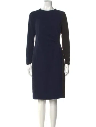Pre-owned Teri Jon Crew Neck Knee-length Dress In Blue