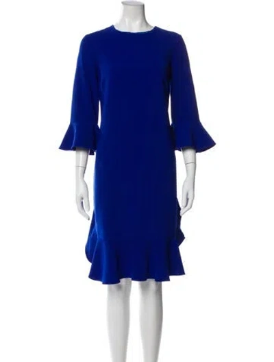 Pre-owned Teri Jon Crew Neck Knee-length Dress In Blue