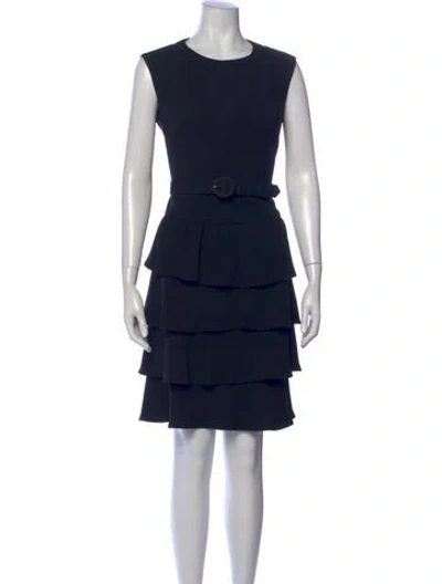 Pre-owned Teri Jon Crew Neck Knee-length Dress In Blue