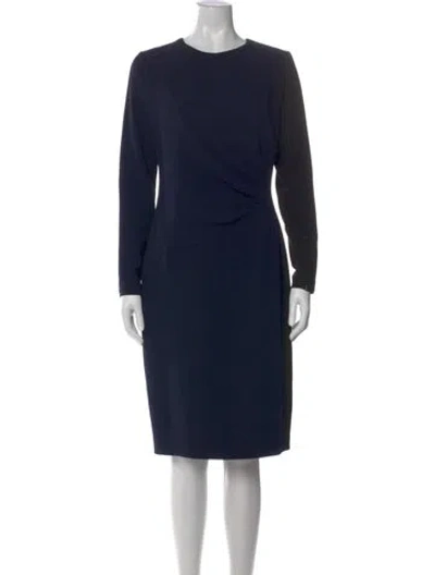 Pre-owned Teri Jon Crew Neck Knee-length Dress In Blue