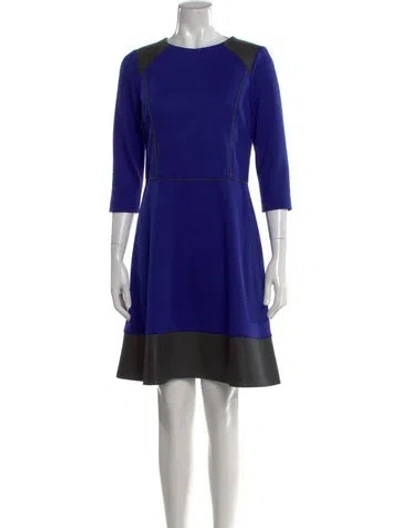 Pre-owned Teri Jon Crew Neck Knee-length Dress In Blue