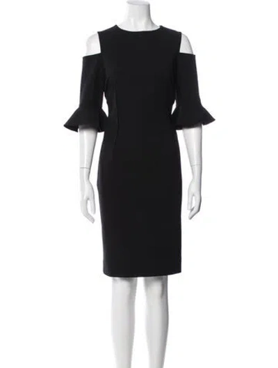 Pre-owned Teri Jon Crew Neck Knee-length Dress In Blue