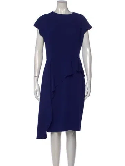 Pre-owned Teri Jon Crew Neck Knee-length Dress In Blue