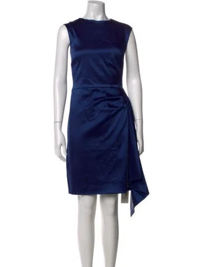 Pre-owned Teri Jon Crew Neck Knee-length Dress In Blue