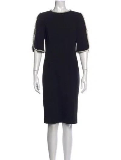 Pre-owned Teri Jon Crew Neck Knee-length Dress In Blue