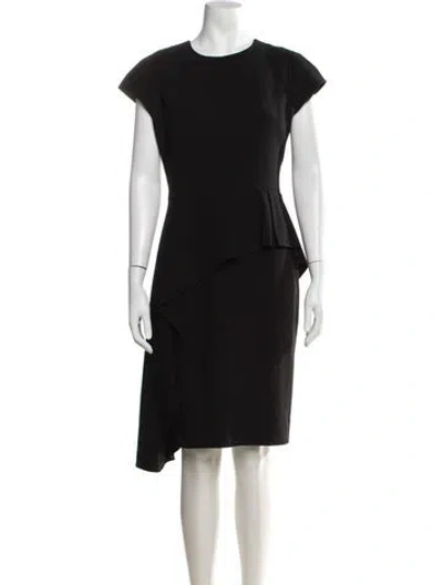 Pre-owned Teri Jon Crew Neck Knee-length Dress In Blue