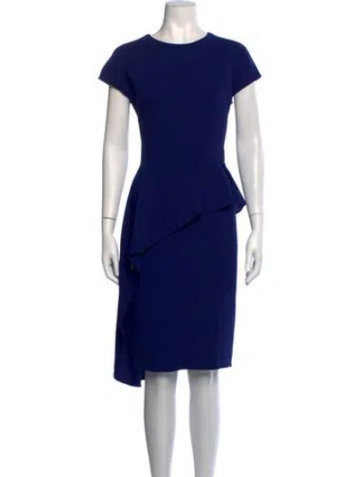 Pre-owned Teri Jon Crew Neck Knee-length Dress In Blue