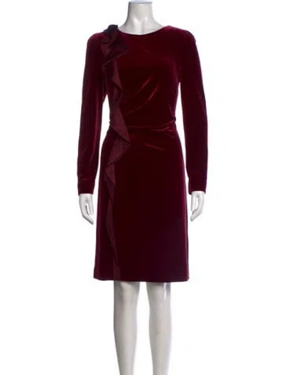 Pre-owned Teri Jon Crew Neck Knee-length Dress In Burgundy